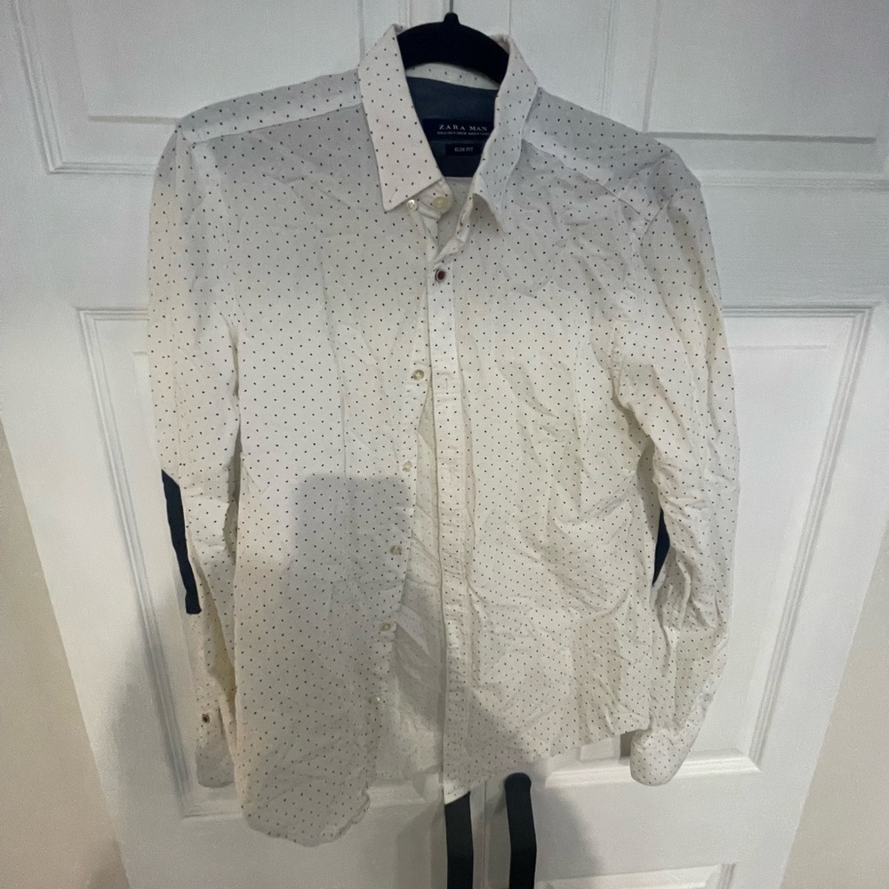 Zara Men’s White Polka Dot Shirt